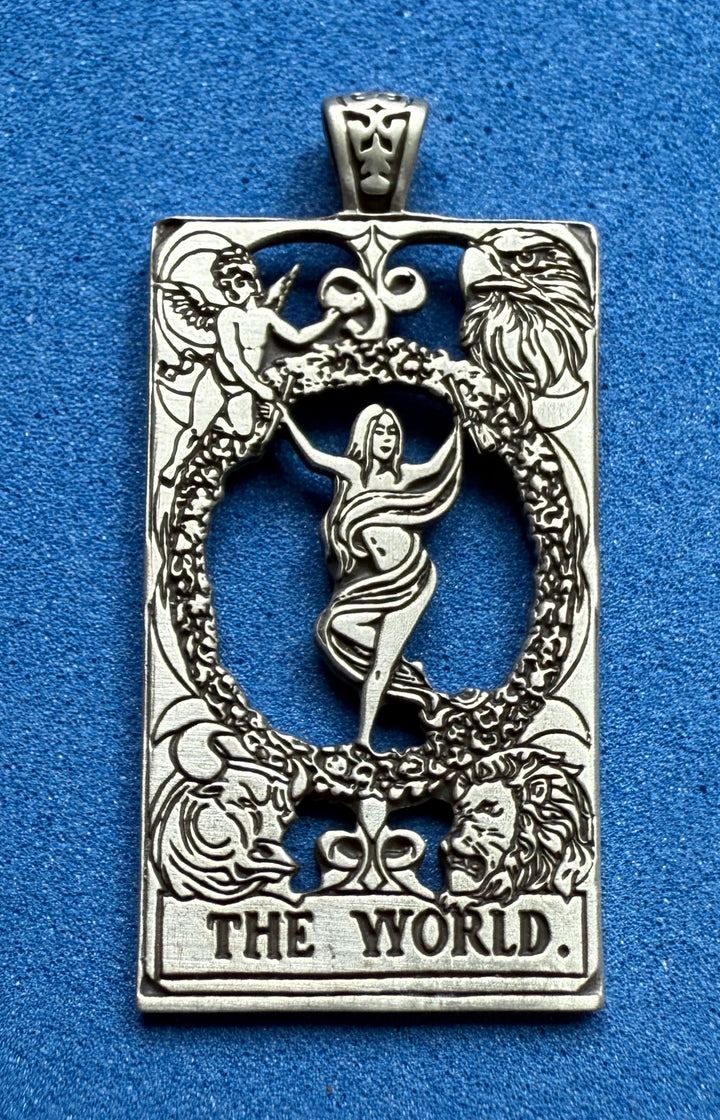 The World Tarot Card Necklace – Sterling Silver Pendant by Sue Beatrice