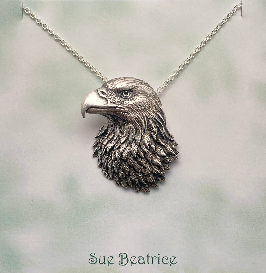 American Bald Eagle Pendant by Sue Beatrice's | Sterling Silver | Hand-carved Jewelry