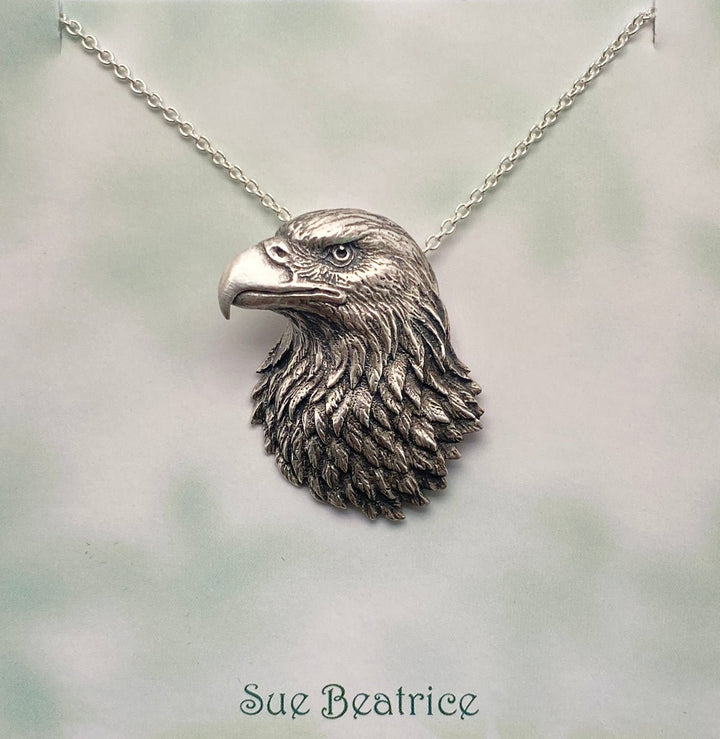American Bald Eagle Pendant by Sue Beatrice's | Sterling Silver | Hand-carved Jewelry