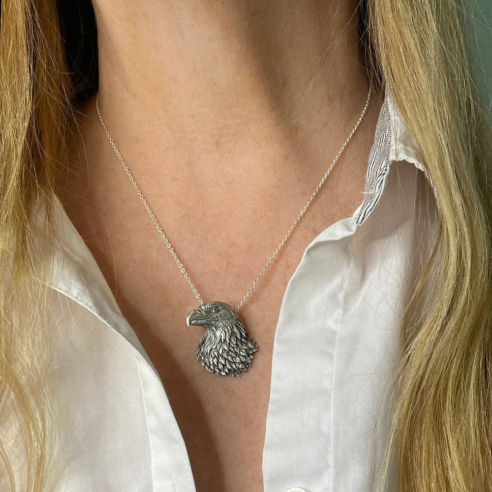 American Bald Eagle Pendant by Sue Beatrice's | Sterling Silver | Hand-carved Jewelry