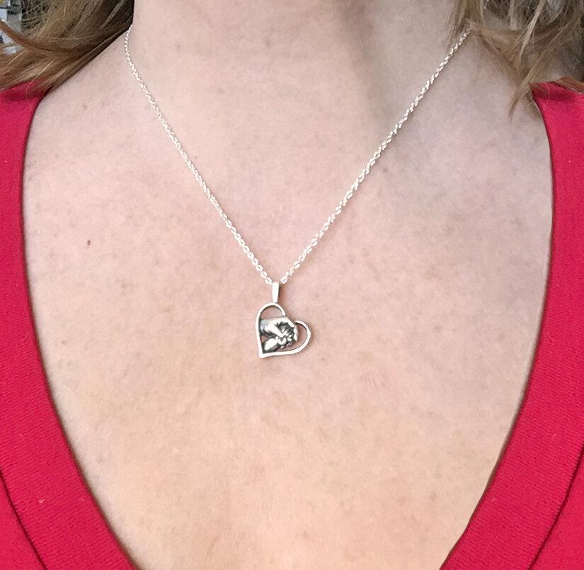 Baby’s Hand in Mother’s Hand Necklace | Sterling Silver Pendant