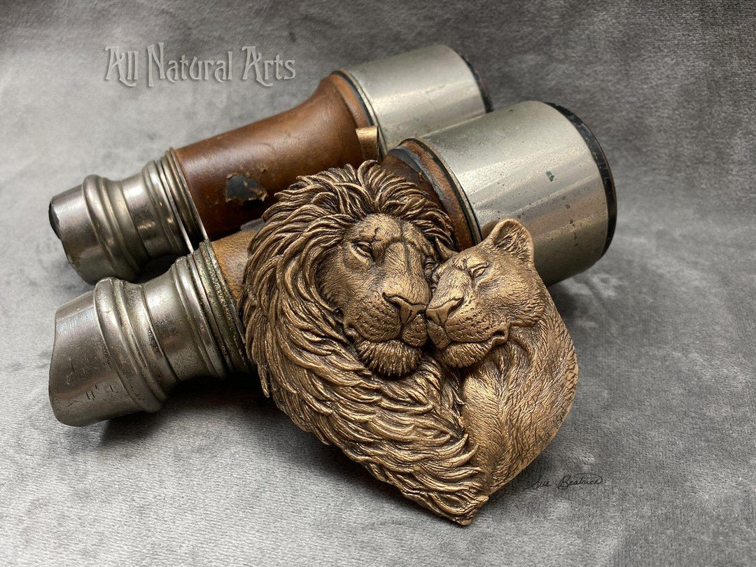 Devotion Loving Lions Ornament - Hand-Carved and Signed by Sue Beatrice