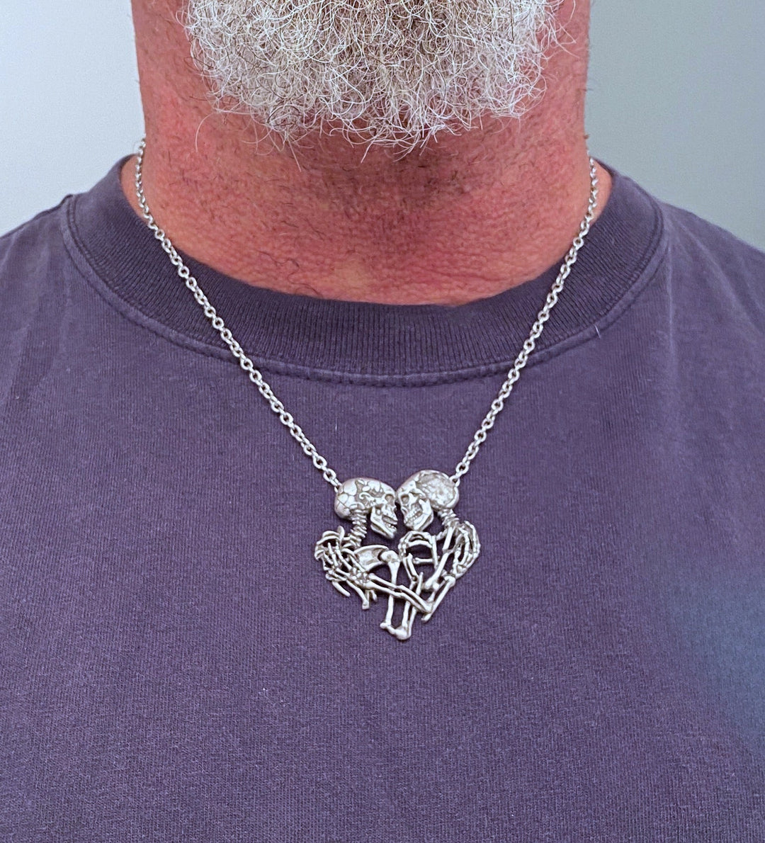 Eternal Embrace: Sterling Silver Lovers of Valdaro Pendant | Unique Macabre Design