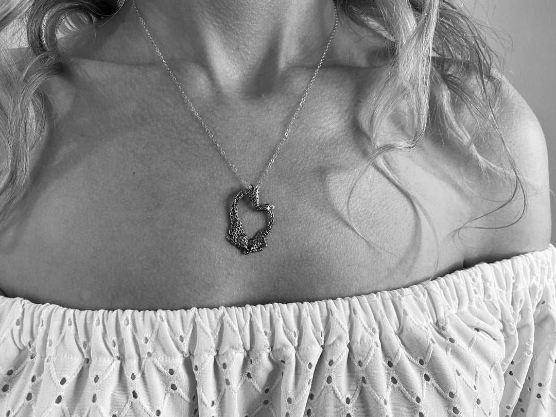 High on Love Giraffe Necklace - Sterling Silver or Gold Toned Brass