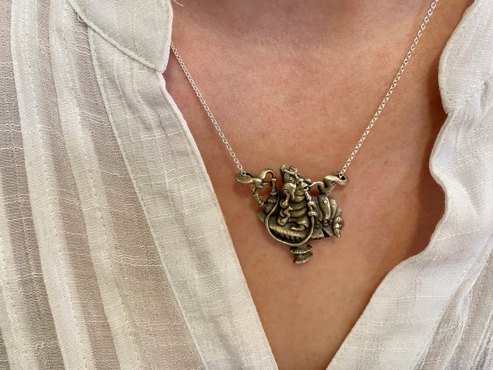 Sterling Silver Hookah Smoking Caterpillar Pendant Necklace by Sue Beatrice