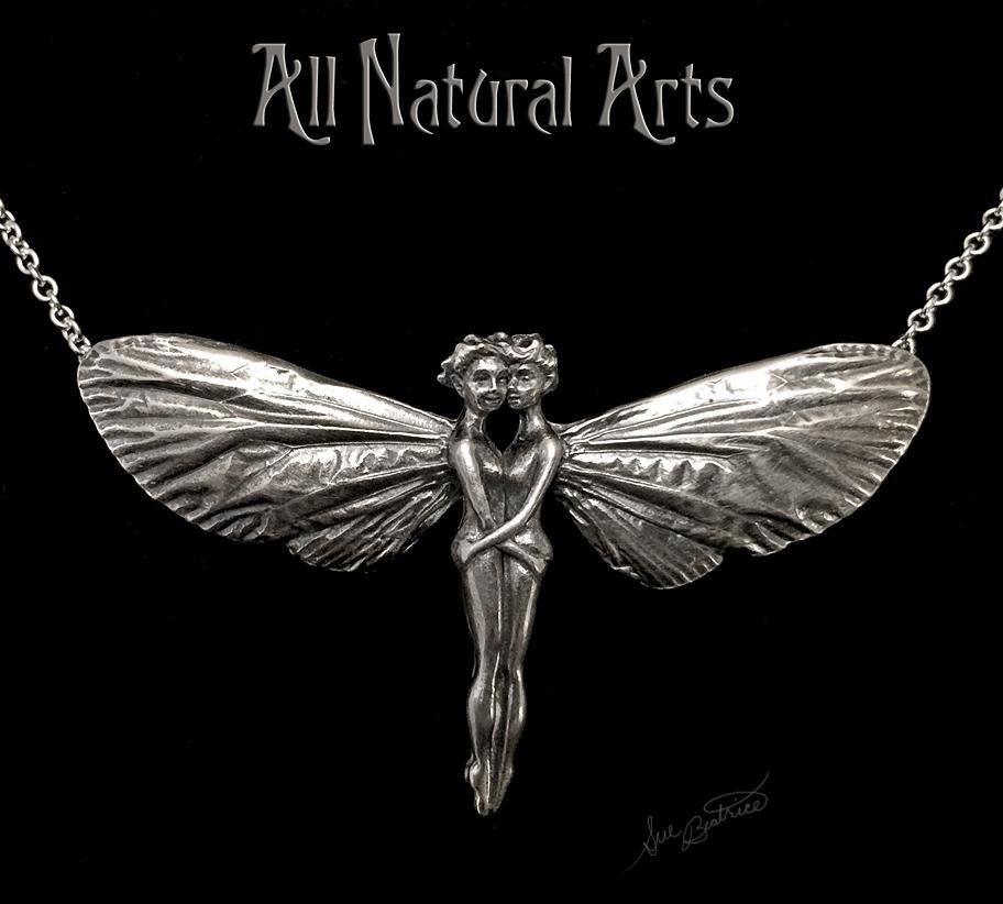 Hugging Fairy Necklace | Sterling Silver Wings Jewelry for Best Girlfriends