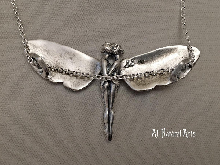 Hugging Fairy Necklace | Sterling Silver Wings Jewelry for Best Girlfriends