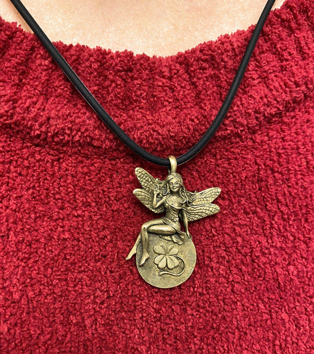 Lucky Lady Lottery Fairy: Gold-toned charm with a wink, crossed fingers, & twin four-leaf clovers. Doubles as a scratch-off coin.