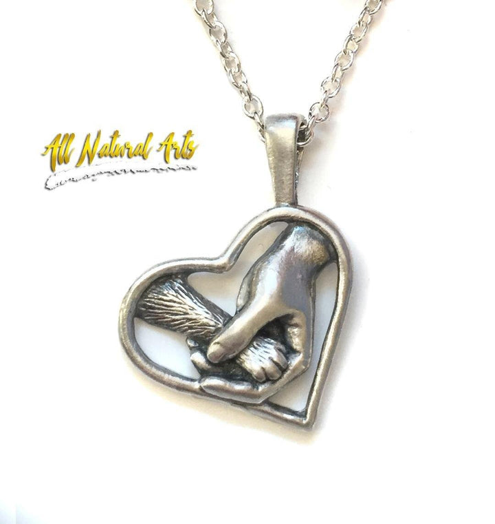 Paw Love Kitty: Sterling Silver Hand and Cat's Paw Pendant by Sue Beatrice
