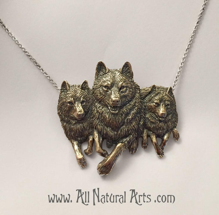 Running Wolves Necklace: Handcrafted in Bronze | Sue Beatrice