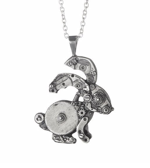 The Original Steampunk Bunny Necklace | Sterling Silver or Bronze | By Sue Beatrice