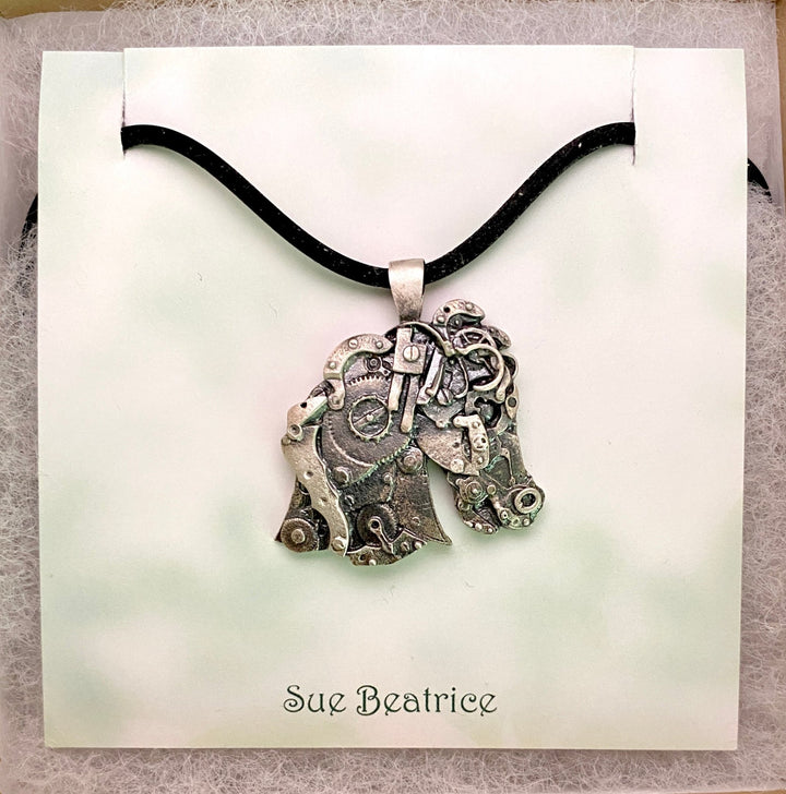 Unique "Equine Time" Horse Necklace by Sue Beatrice of All Natural Arts in Sterling Silver or Silicon Bronze