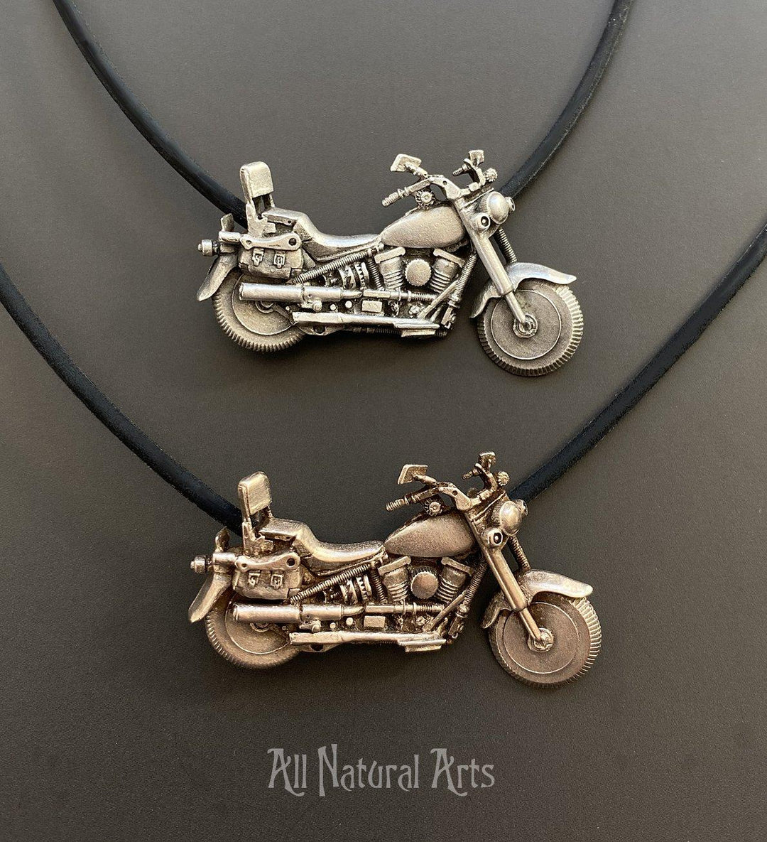 Close up photo of 2 Vintage Fat Boy Watch Pendant - Handcrafted with vintage watch parts, sterling silver and bronze. Antique patina finish