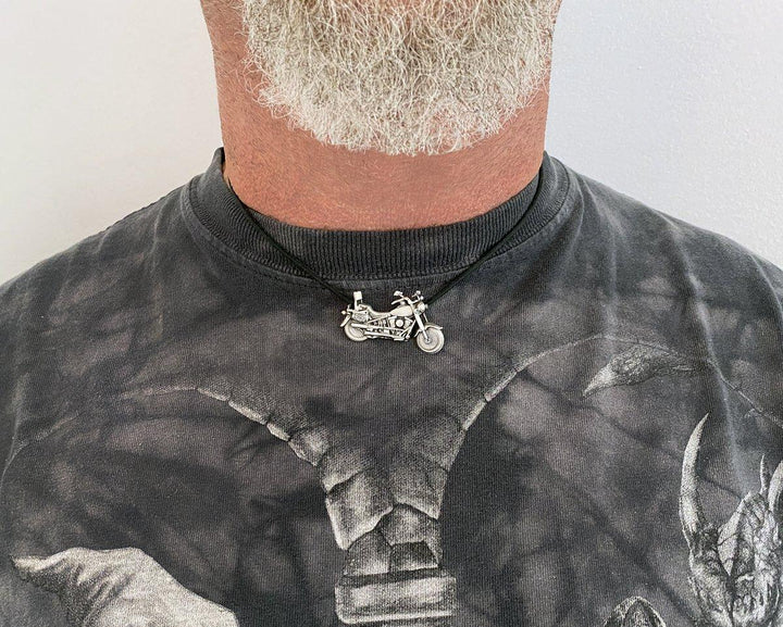 Man wearing Vintage Fat Boy Watch Pendant - Handcrafted with vintage watch parts and cast in sterling silver.