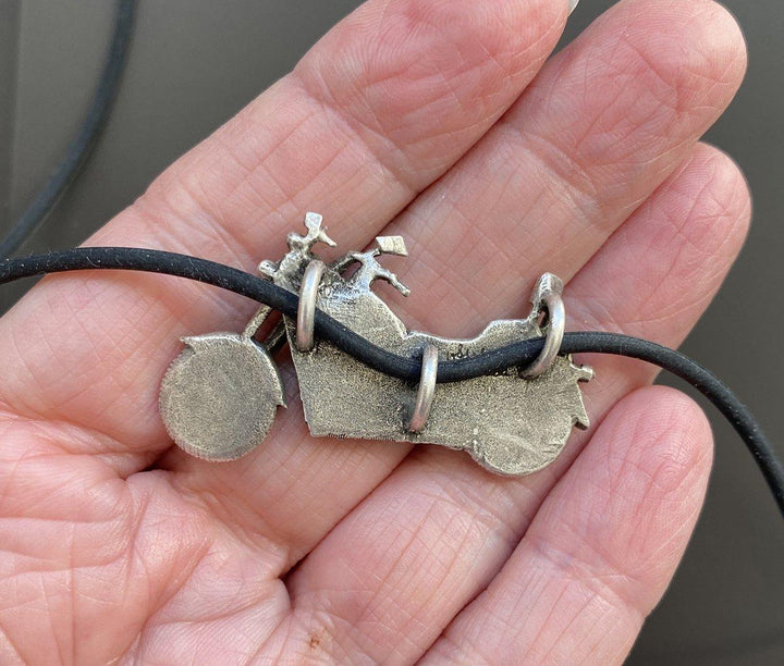 Back side of Vintage Fat Boy Watch Pendant - Handcrafted with vintage watch parts, sterling silver. Antique patina finish