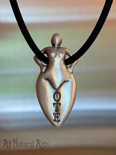 Vote Goddess necklace on black cord - All Natural Arts