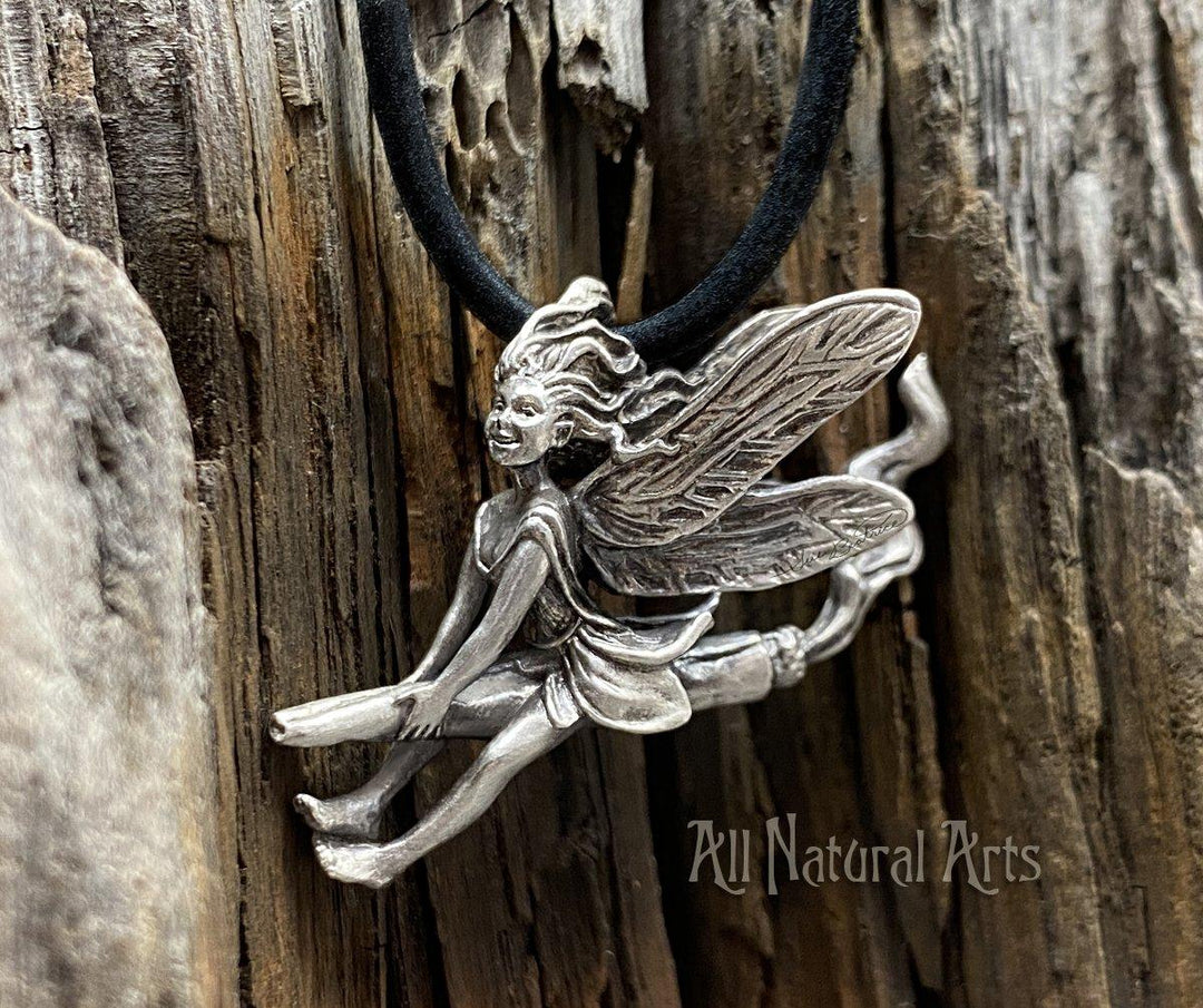 Silver Weed fairy riding a joint with smoke rising from the back.
