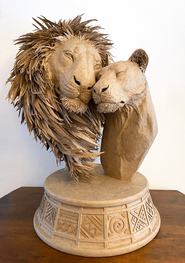 Introducing "Devotion" – The Loving Lions Cardboard Sculpture by Sue Beatrice and Andy Gertler