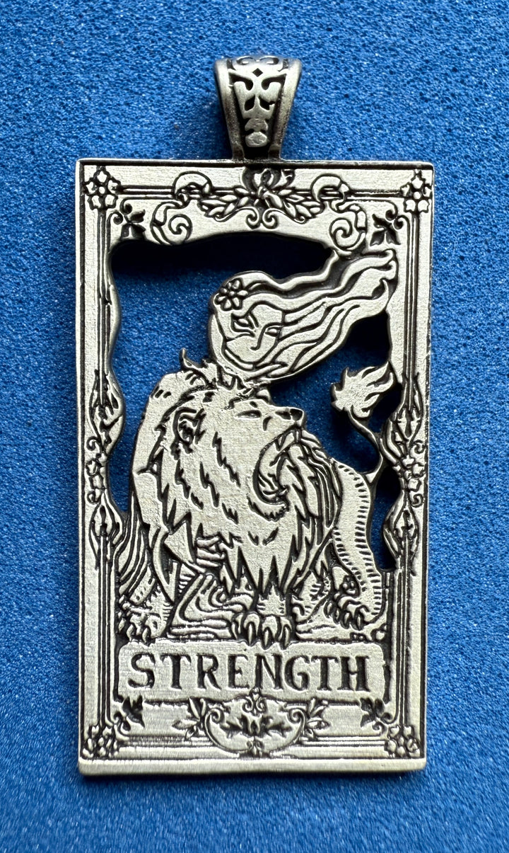 Strength Tarot Card Necklace – Sterling Silver Pendant by Sue Beatrice