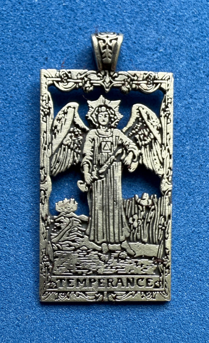 Temperance Tarot Card Necklace – Sterling Silver Pendant by Sue Beatrice