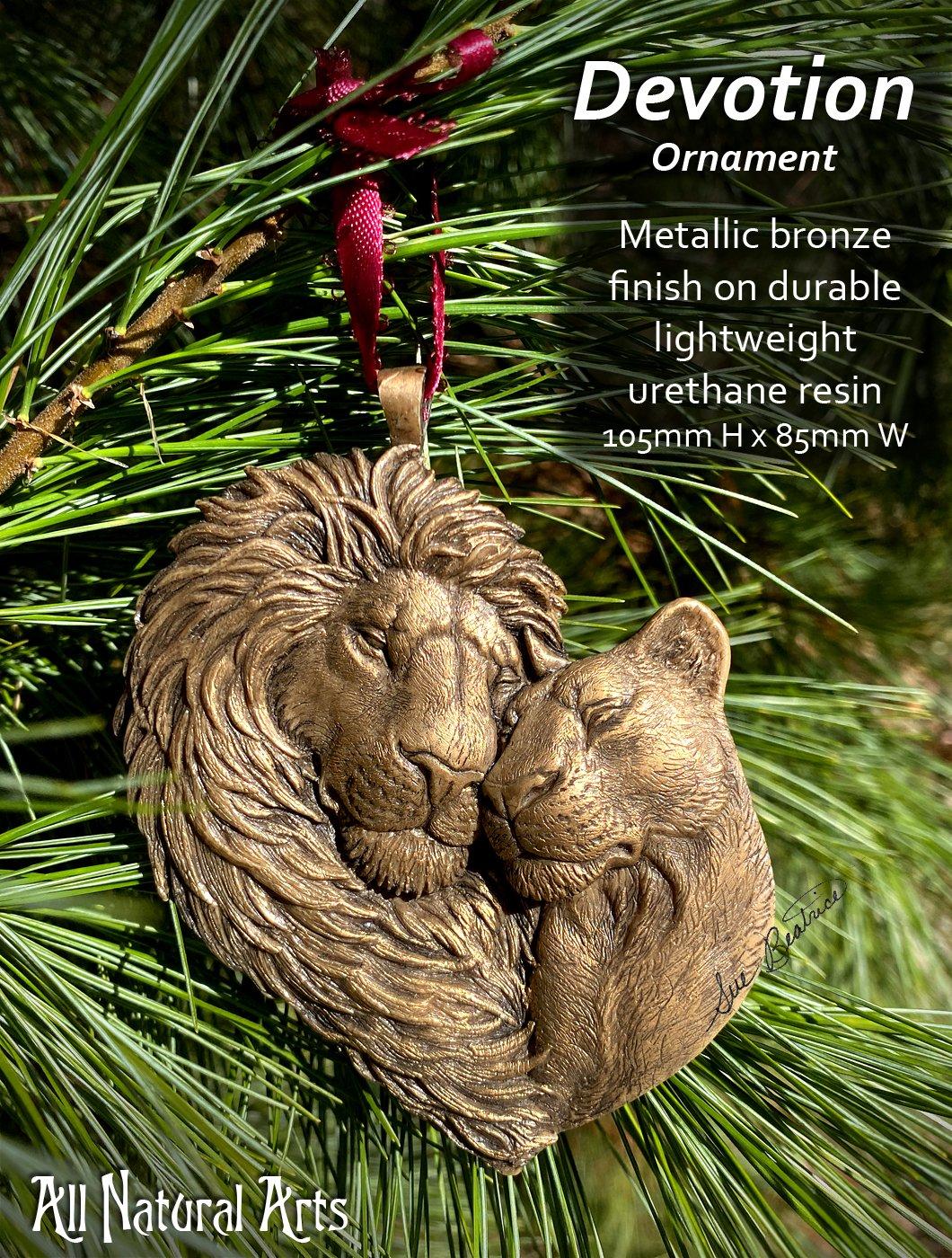 Devotion Loving Lions Ornament - Hand-Carved and Signed by Sue Beatrice