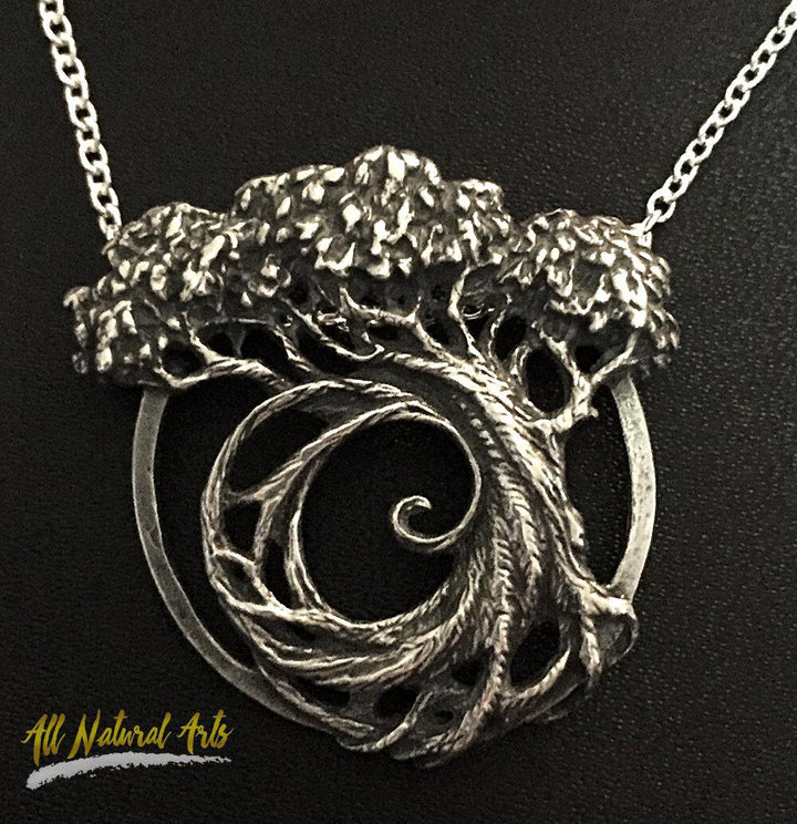 Sue Beatrice's Tree of Life pendant with Fibonacci Spiral on a silver chain.