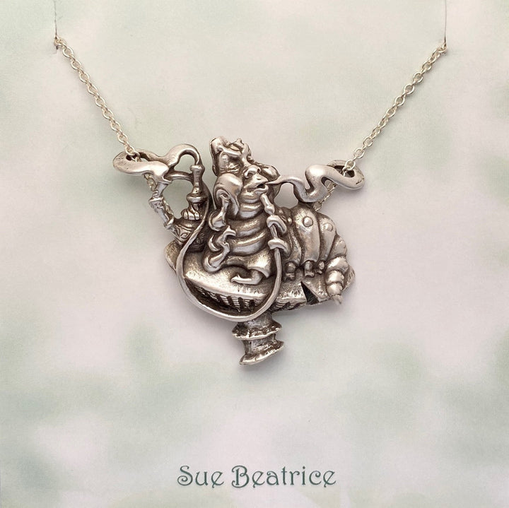 hookah smoking caterpillar pendant necklace by Sue Beatrice