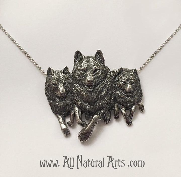 Running Wolves Mecklace: Handcrafted Sterling Silver | Sue Beatrice