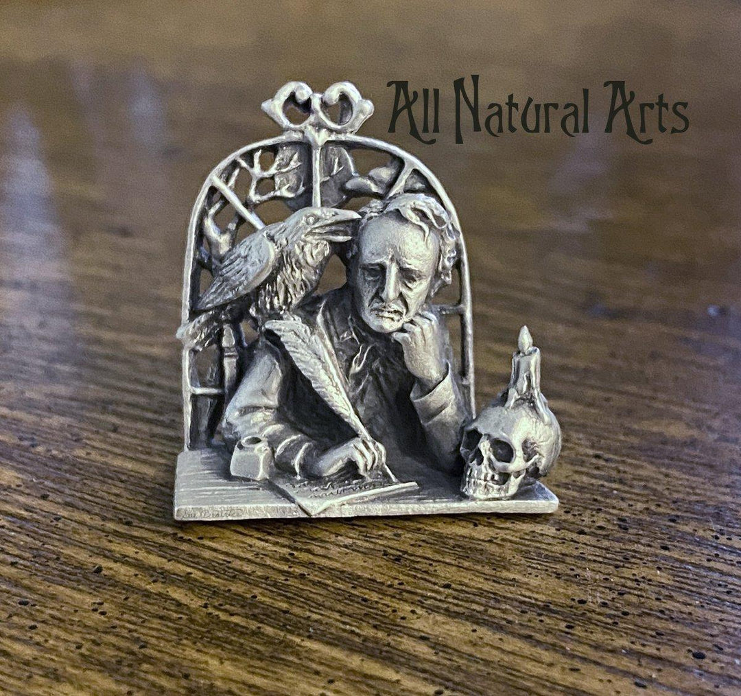 Edgar Allan Poe Portrait Desk Pendant: Handcrafted Sterling Silver Jewelry