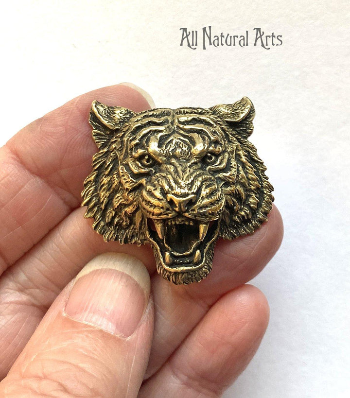 Realistic Brass Tiger Pendant - Symbol of strength and courage