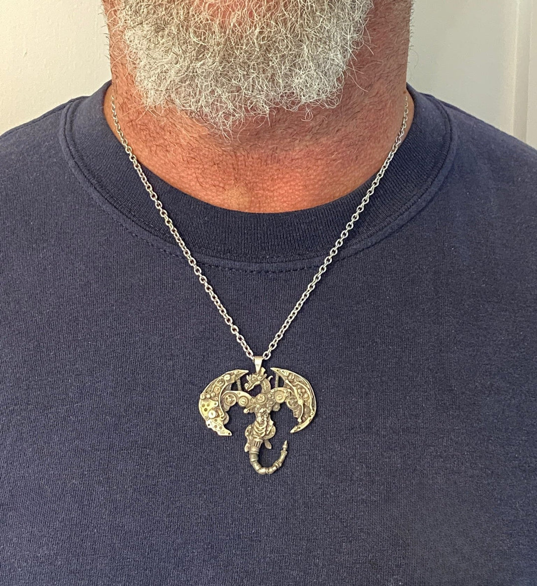 Unique Dragon Pendant Necklace | Antique Watch Parts Jewelry | Sterling Silver or Bronze